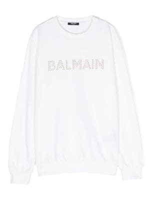 Balmain Girl's Logo Tape Pullover Hoodie, Size 12-16