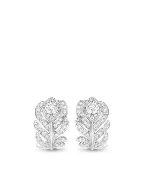 Boucheron boucles d'oreilles Plume de Paon en or blanc 18ct serties de diamants