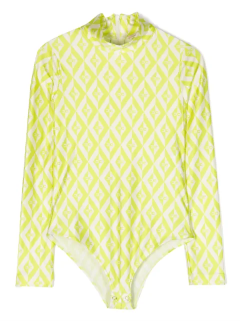 Elisabetta Franchi La Mia Bambina monogram-print mock-neck bodysuit