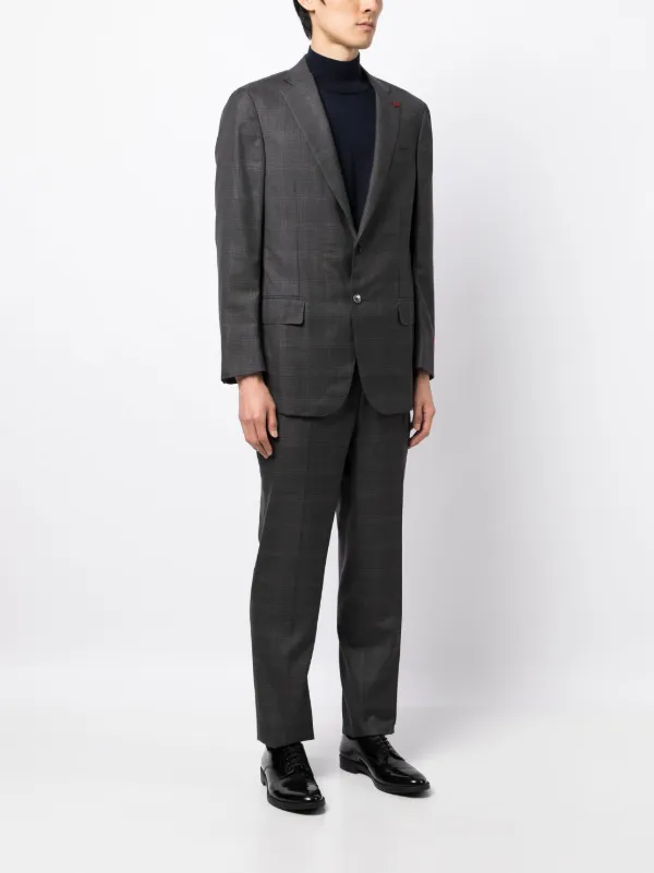 Isaia チェック スーツ | グレー | FARFETCH JP
