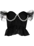 ANOUKI faux-pearl embellished off-shoulder blouse - Black
