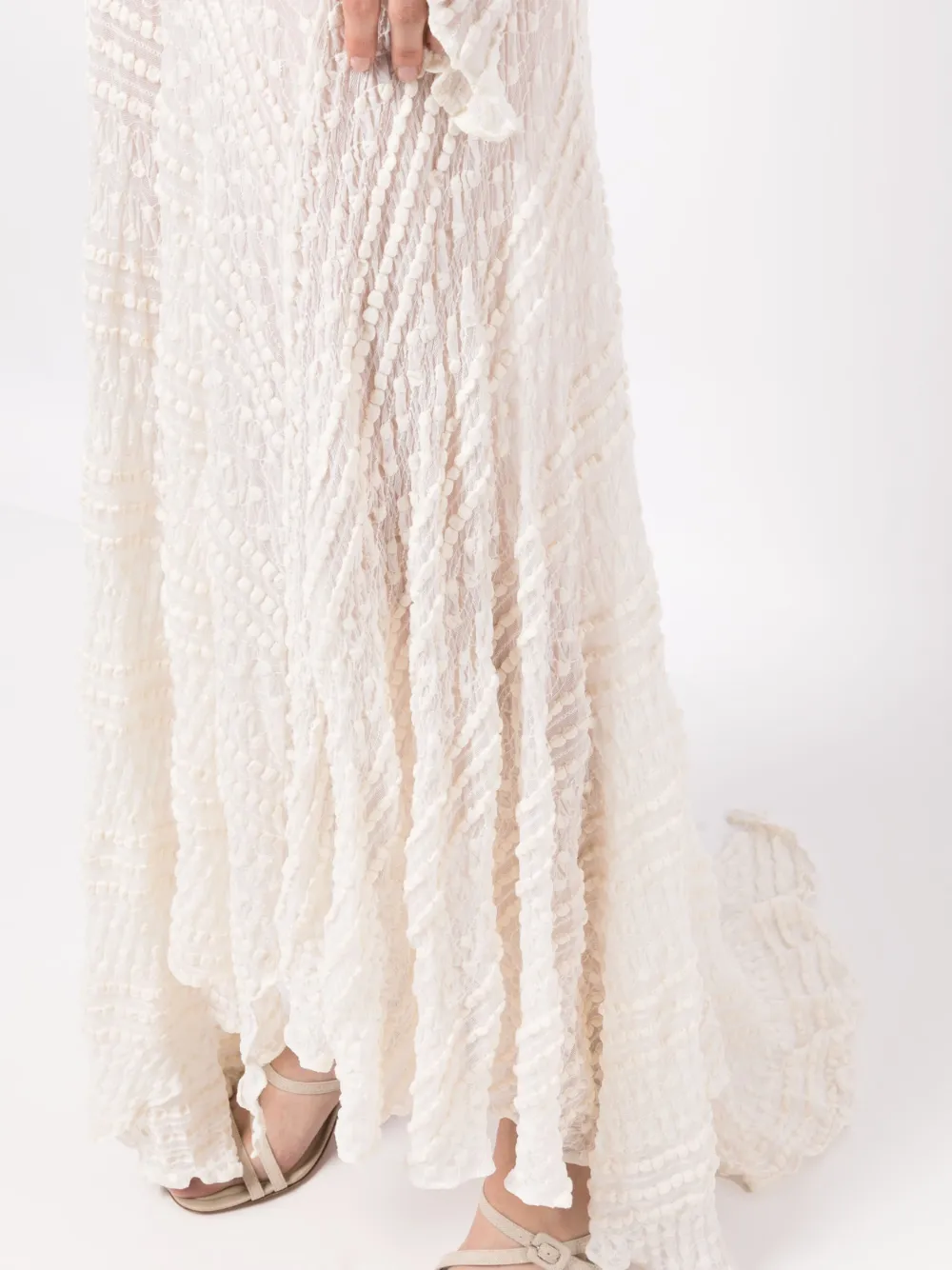 Anouki Long-sleeve Asymmetric-hem Dress In Neutrals