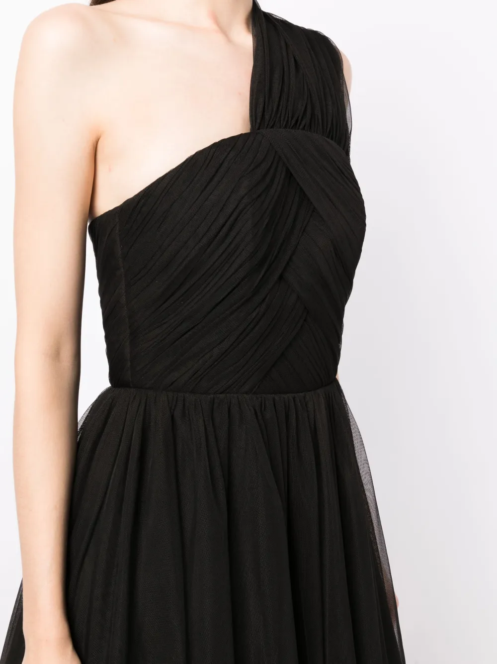Anouki One-shoulder Ruffle-hem Dress In Black