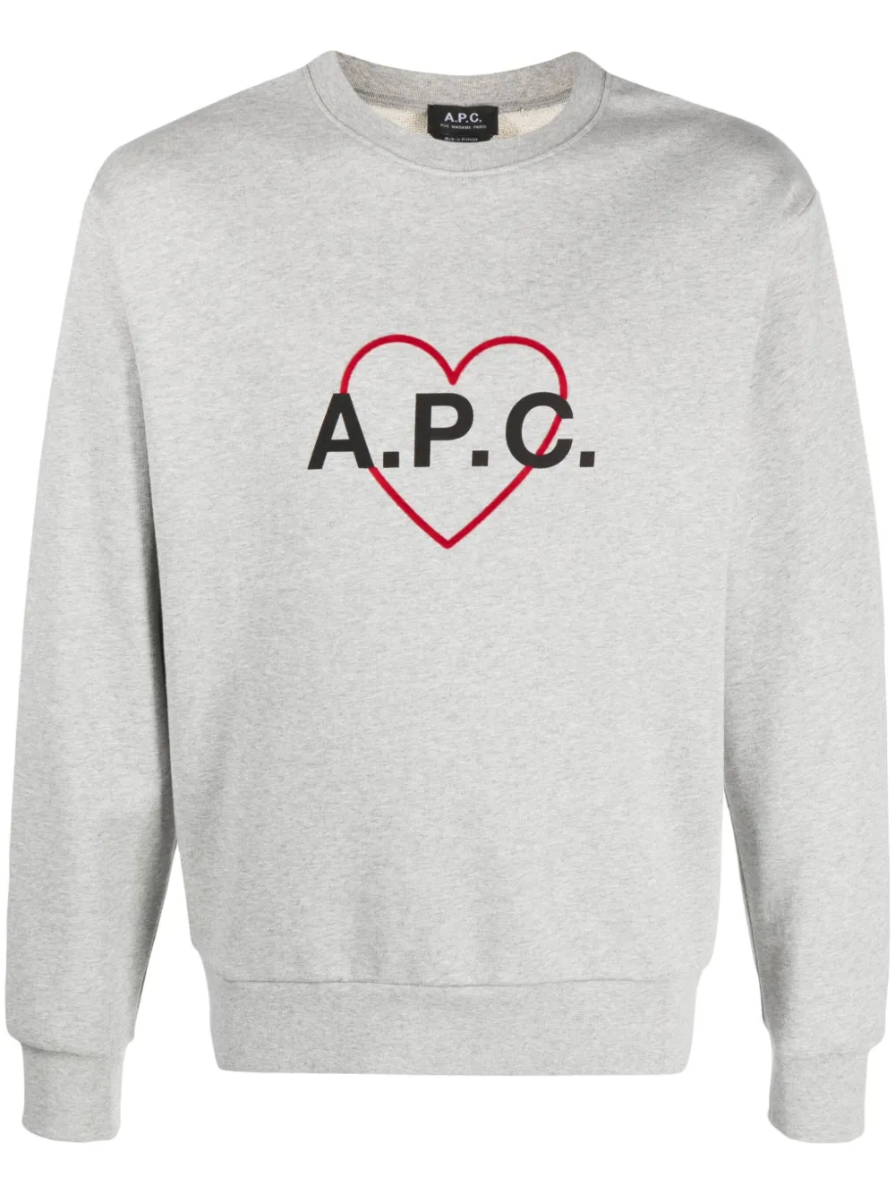 Apc Heart Logo-print Sweatshirt In Grey