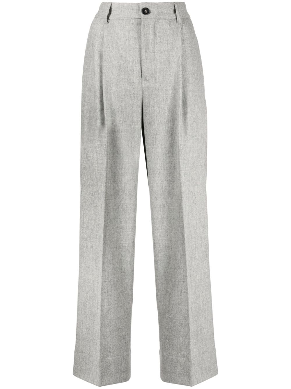 pleated straight-leg trousers