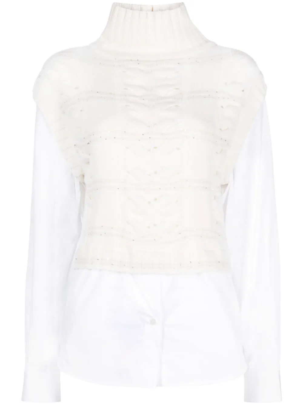 Lorena Antoniazzi high-neck layered shirt - White