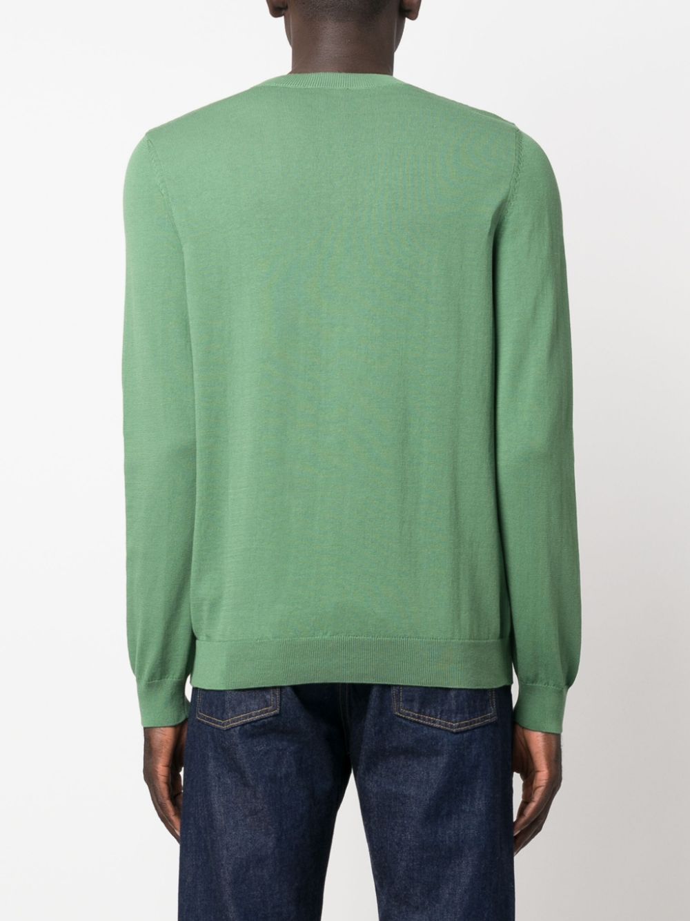 Shop Apc Logo-embroidered Fine-knit Jumper In Grün