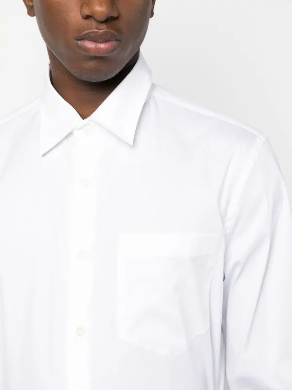 Prada logo-embroidered long-sleeve Shirt | White | FARFETCH