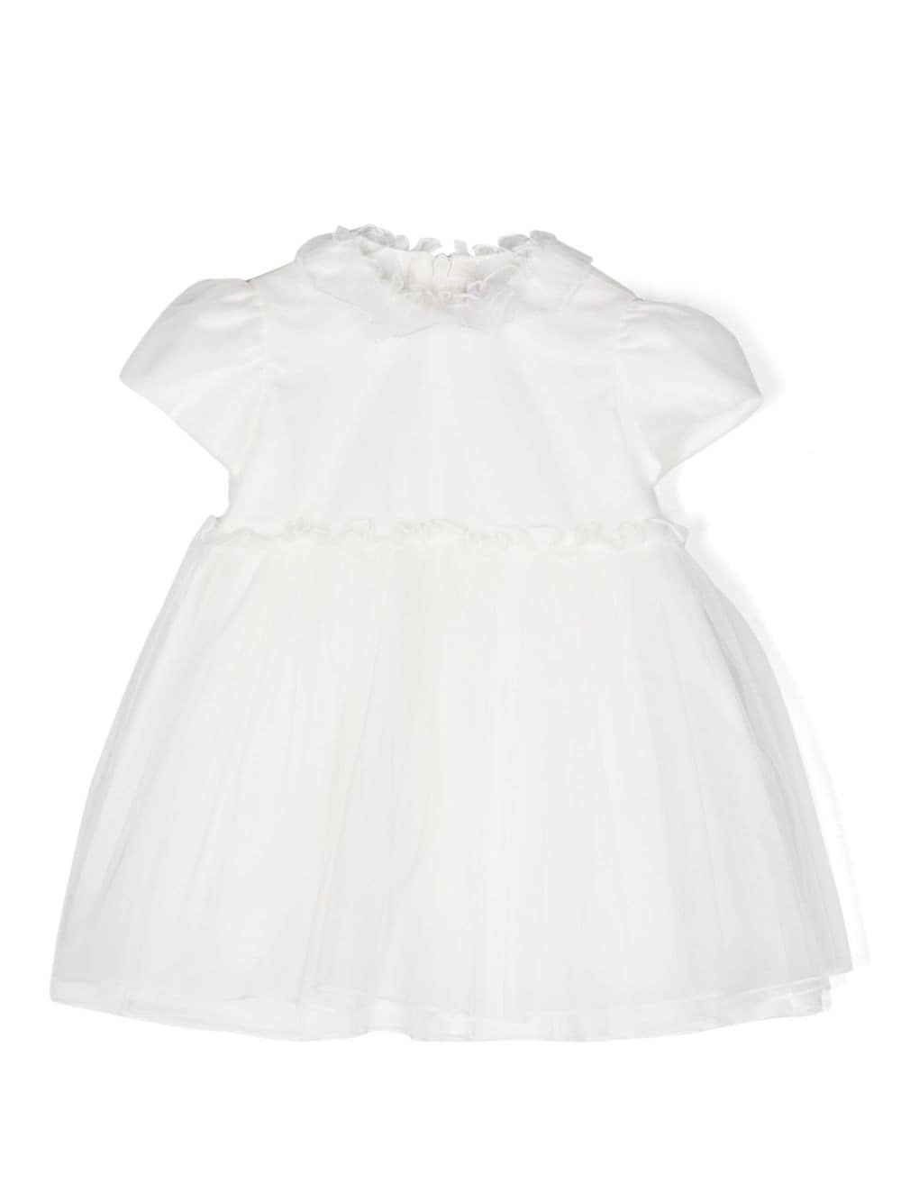 Shop Il Gufo Cap-sleeved Tulle Flared Dress In White