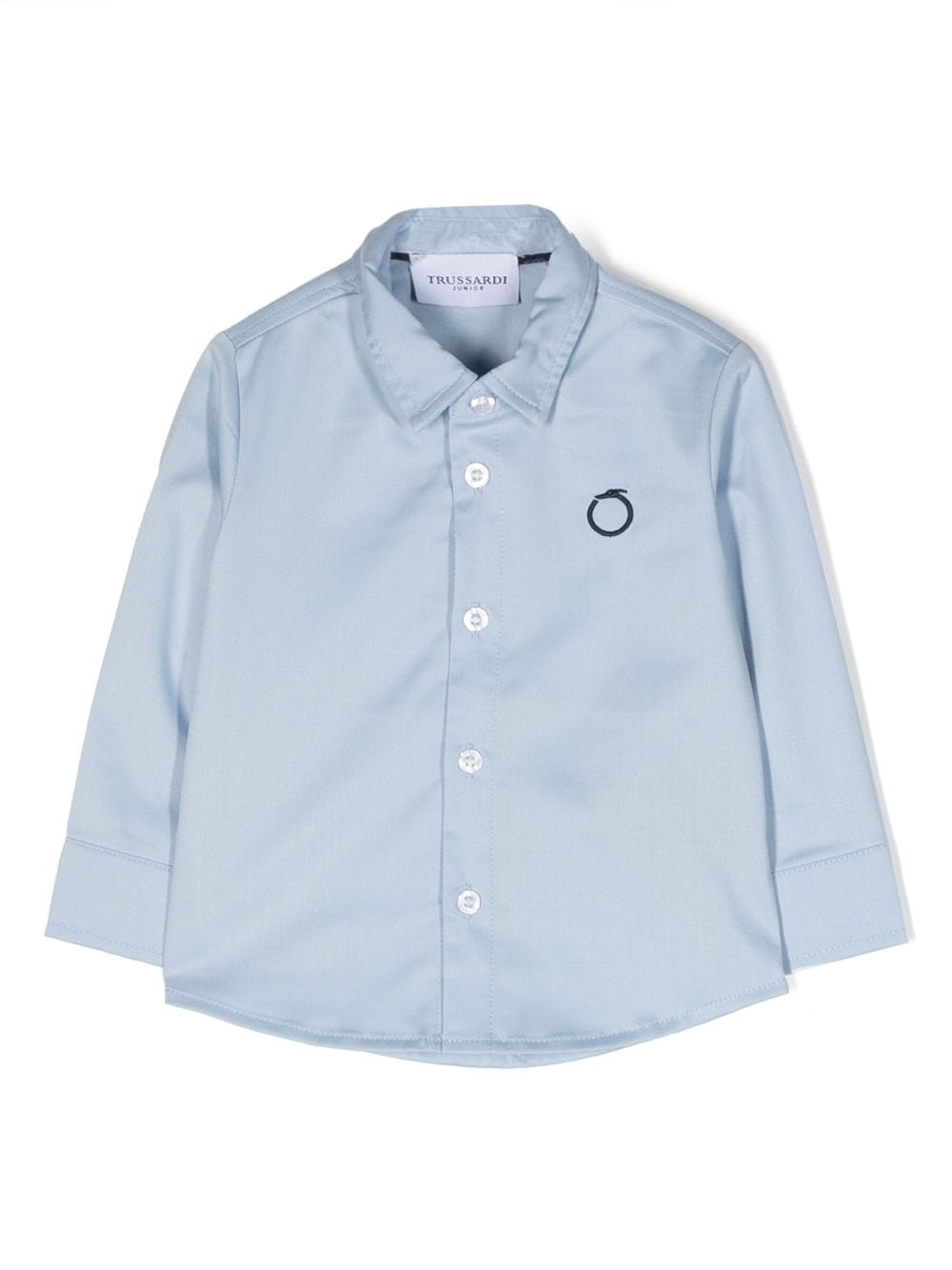 trussardi junior chemise en coton à logo brodé - bleu