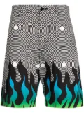 Neighborhood abstract-pattern cotton chino shorts - White