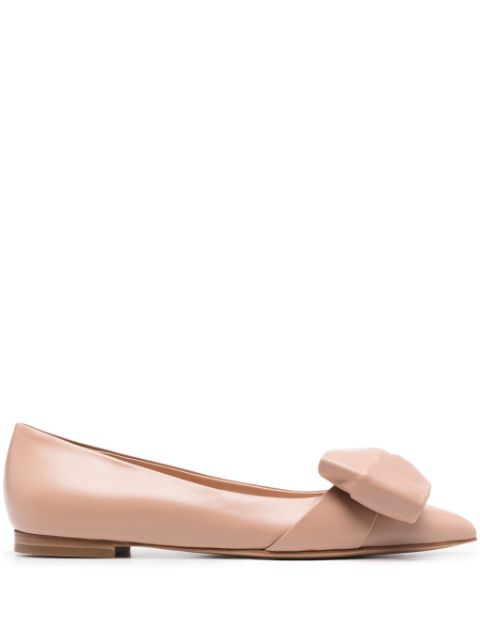 Gianvito Rossi bow-detail leather ballerina shoes Women