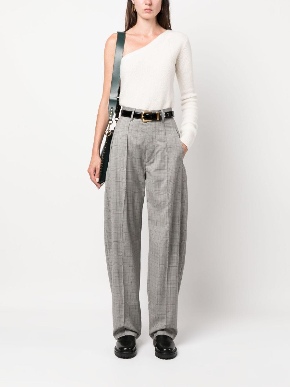 Shop Isabel Marant Sopiavea Plaid-check Tapered Trousers In Grey