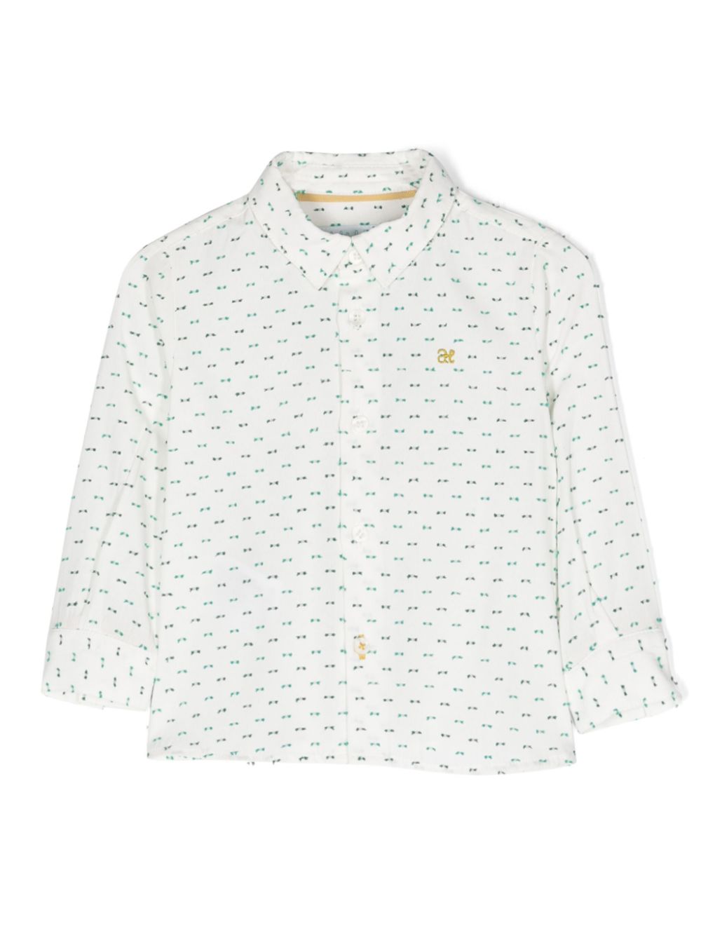 Abel & Lula bow-embroidered long-sleeve shirt - White