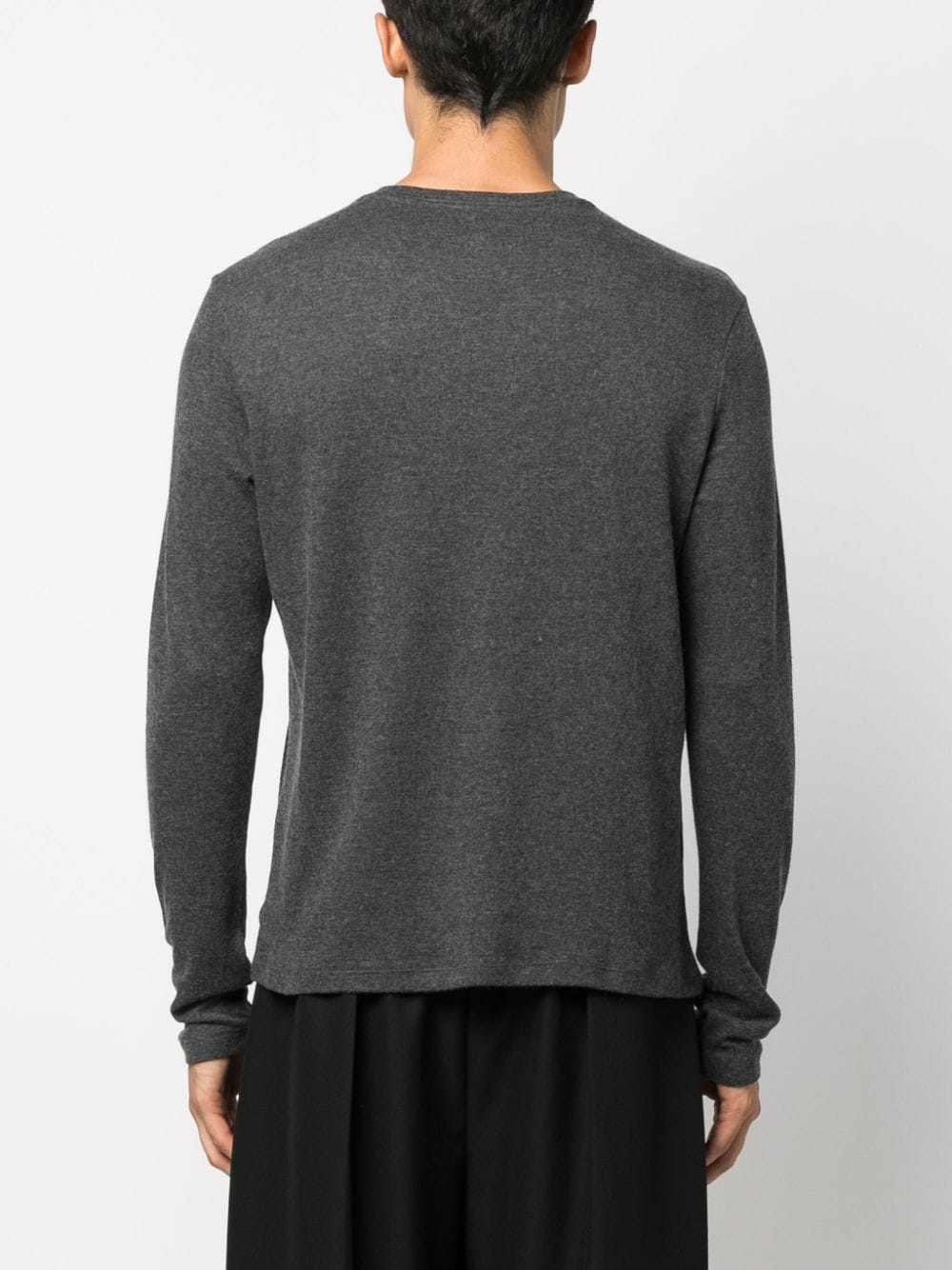 Shop Majestic V-neck Fine-knit Jumper In Grey