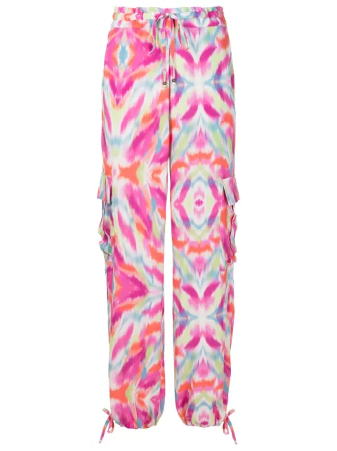 Triya Calça cargo Marina com estampa abstrata