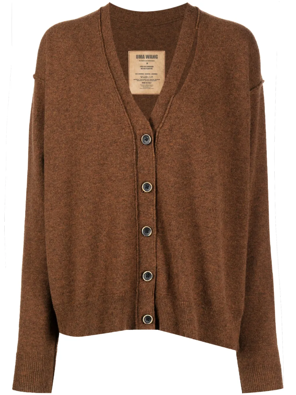 Uma Wang V-neck cashmere cardigan - Brown