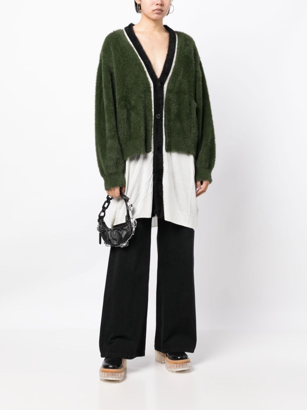 Shop Undercover Layered-design V-neck Cardigan In Grün