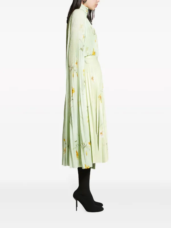 Balenciaga floral-print Pleated Midi Skirt | Green | FARFETCH