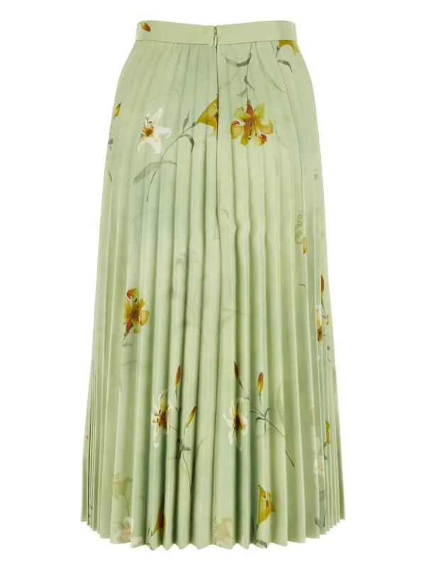 Balenciaga floral-print Pleated Midi Skirt | Green | FARFETCH