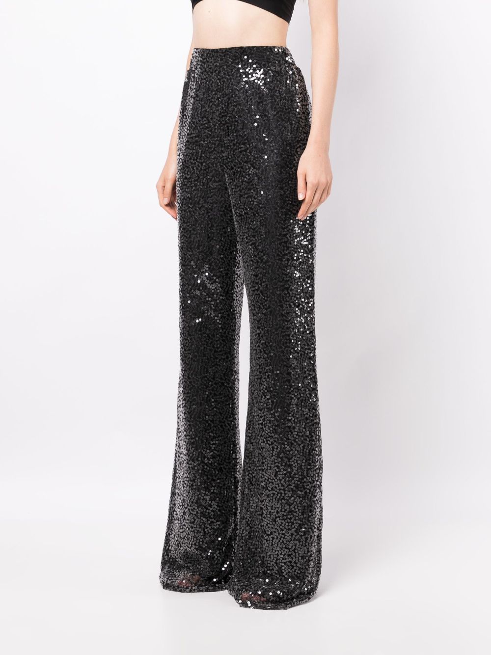 Shop Anouki High-waisted Sequin-embellished Trousers In Black