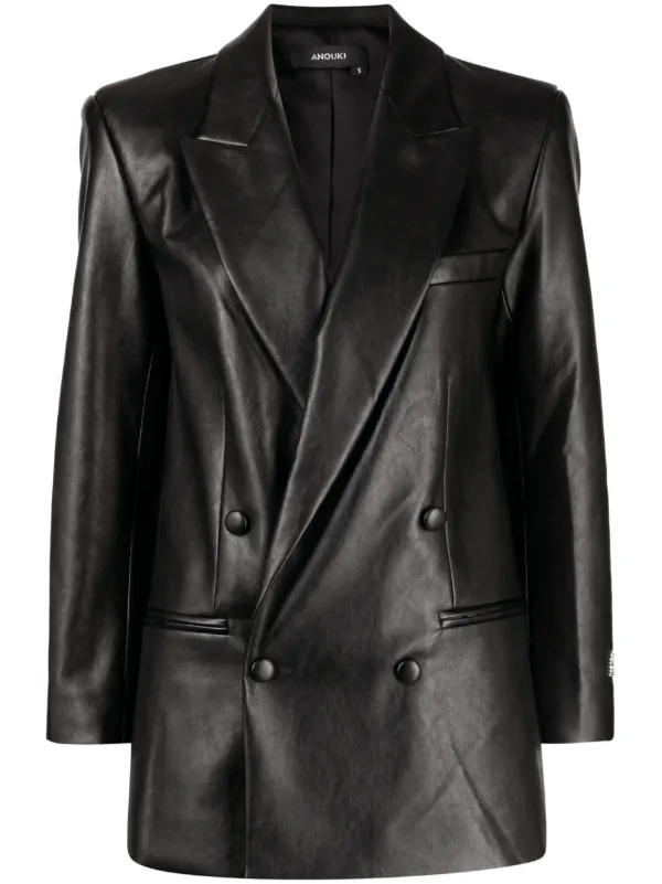 Allegra K Blazer Donna In Finta Pelle Scamosciata - Giacca Doppiopetto Natale Con Colletto A Bavero, Rosso
