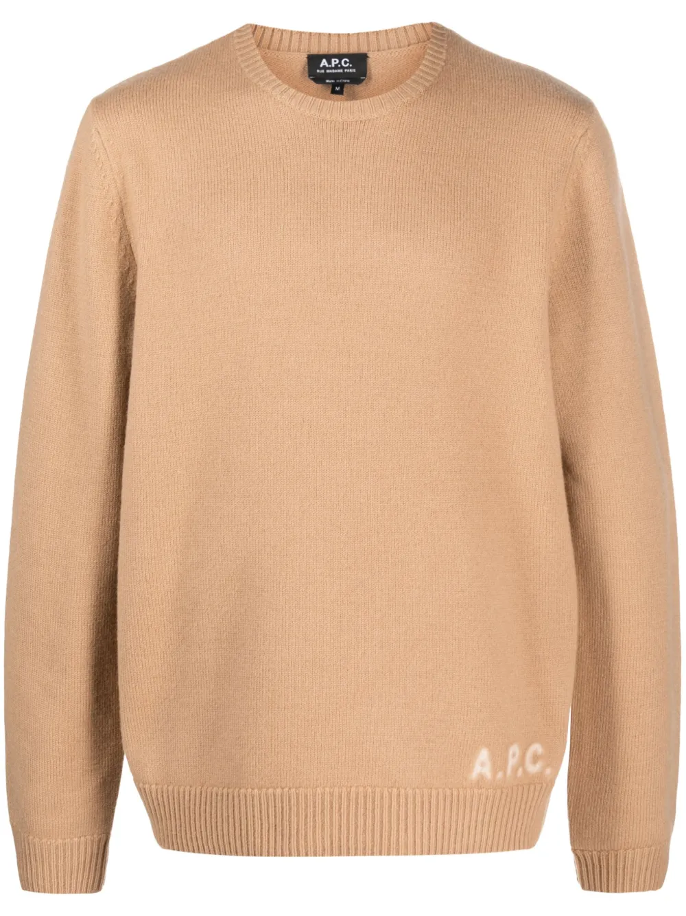 Apc Edward Logo-intarsia Wool Jumper In Neutrals
