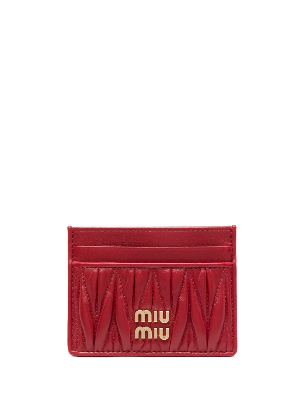 Miu Miu  logo-plaque matelassé cardholder | Red | Image 1