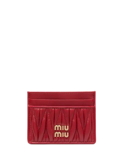 Miu Miu حامل بطاقات بتأثير مبطن وبروش شعار الماركة