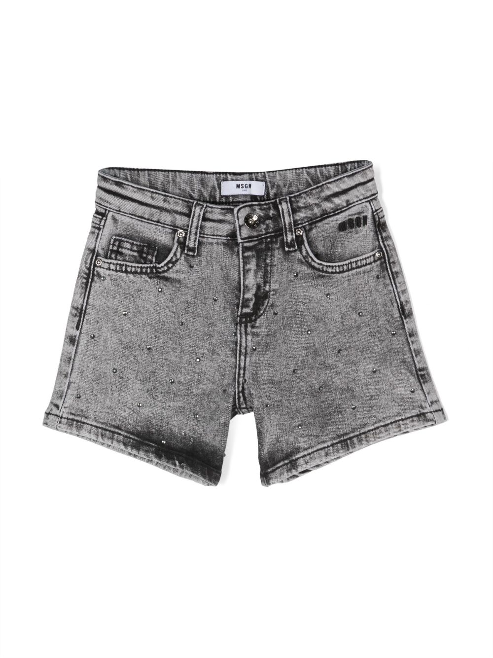 MSGM Kids crystal-embellished denim shorts - Grey