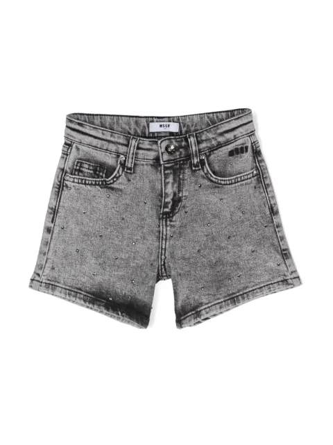 MSGM Kids crystal-embellished denim shorts