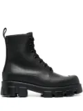 Prada square-toe leather combat boots - Black