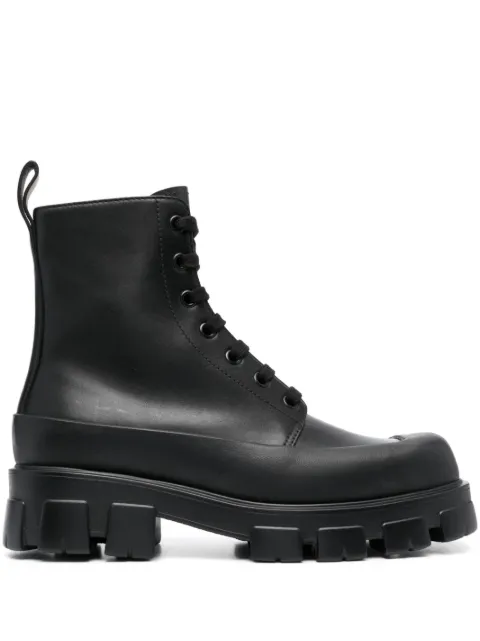 Prada square-toe leather combat boots