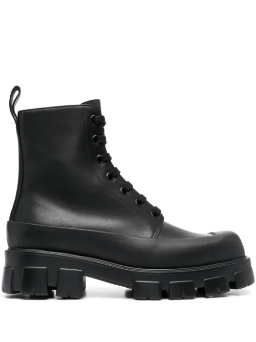 Bottines en cuir à bout carré - Prada - Modalova