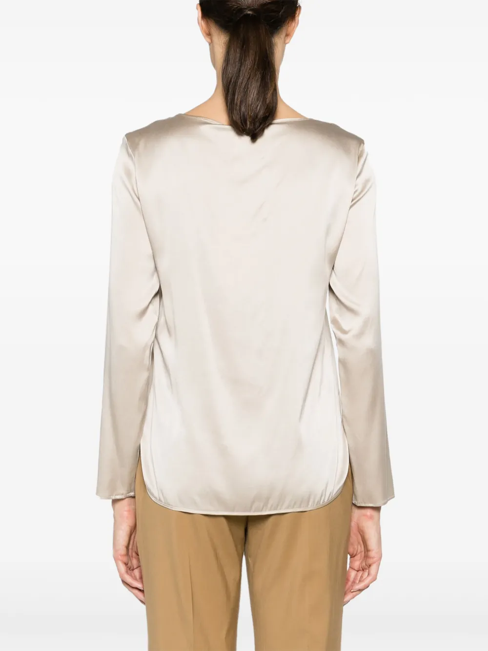 Max Mara Leisure Satijnen blouse Beige