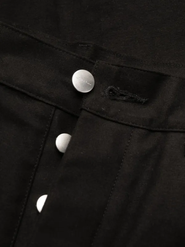 【RICK OWENS】コーティングコットン混ツイル フレアパンツ Rick Owens high-waist Flared Trousers | Black | FARFETCH