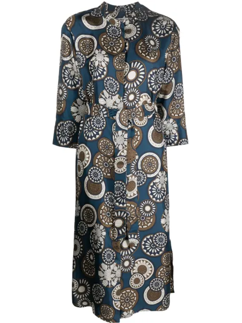 'S Max Mara graphic-print belted silk midi dress