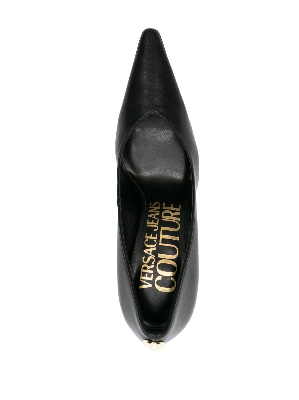 Shop Versace Jeans Couture Pointed-toe 100mm Leather Pumps In Black