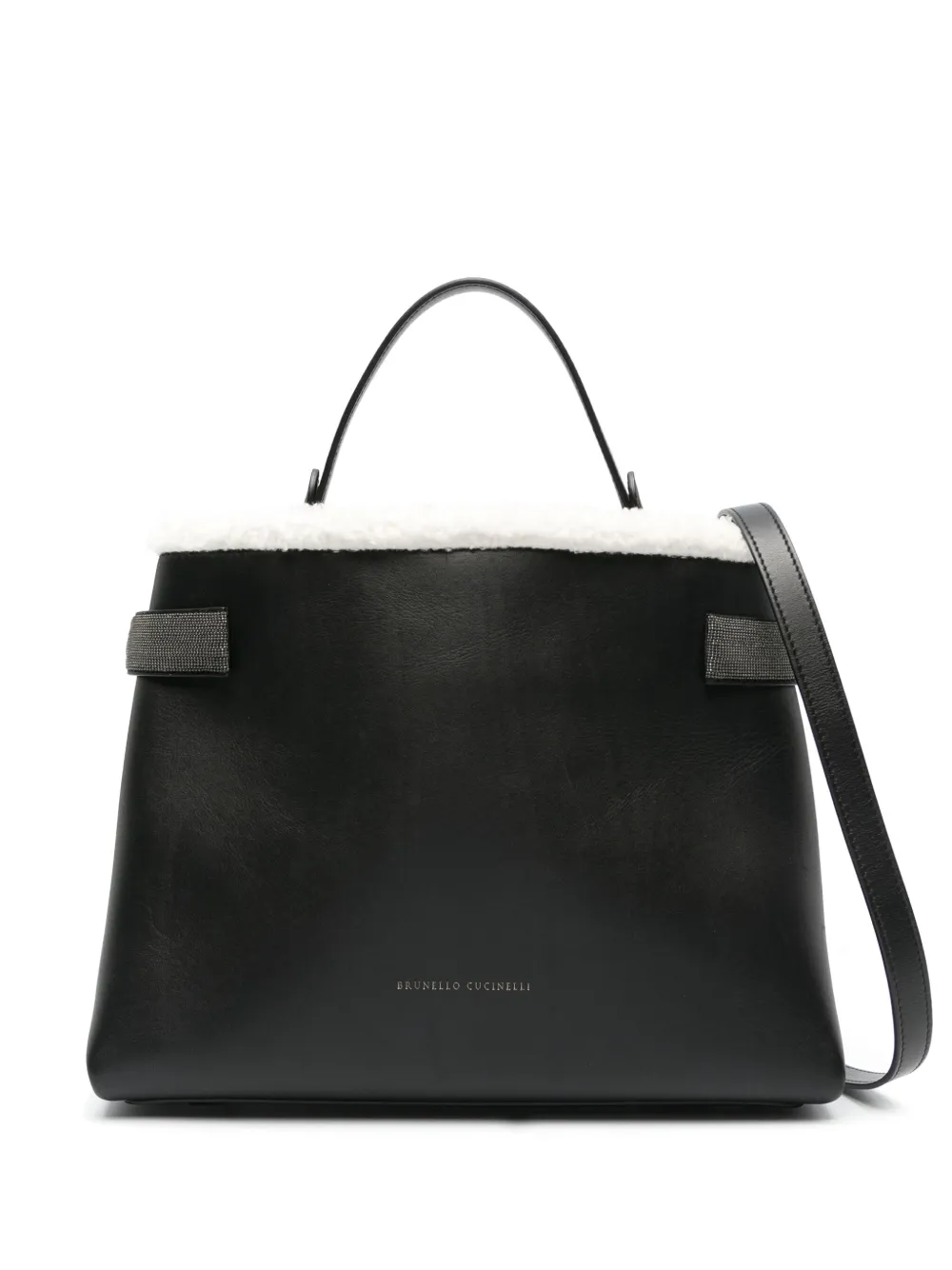 Brunello Cucinelli Shopper mit Shearling-Besatz - Schwarz