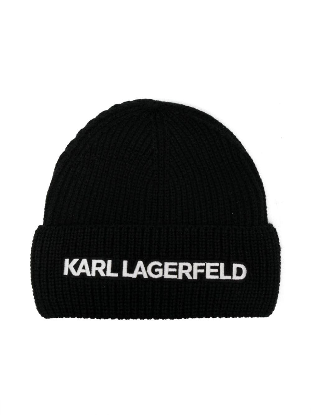 Image 1 of Karl Lagerfeld Kids logo-embroidered ribbed beanie