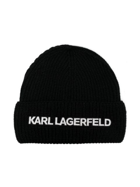 Karl Lagerfeld Kids logo-embroidered ribbed beanie