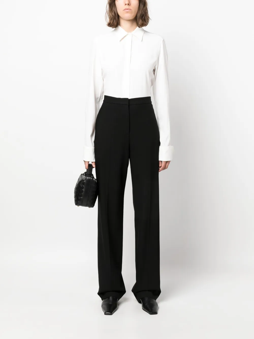 Sportmax Yen pointed-collar long-sleeve shirt - Wit
