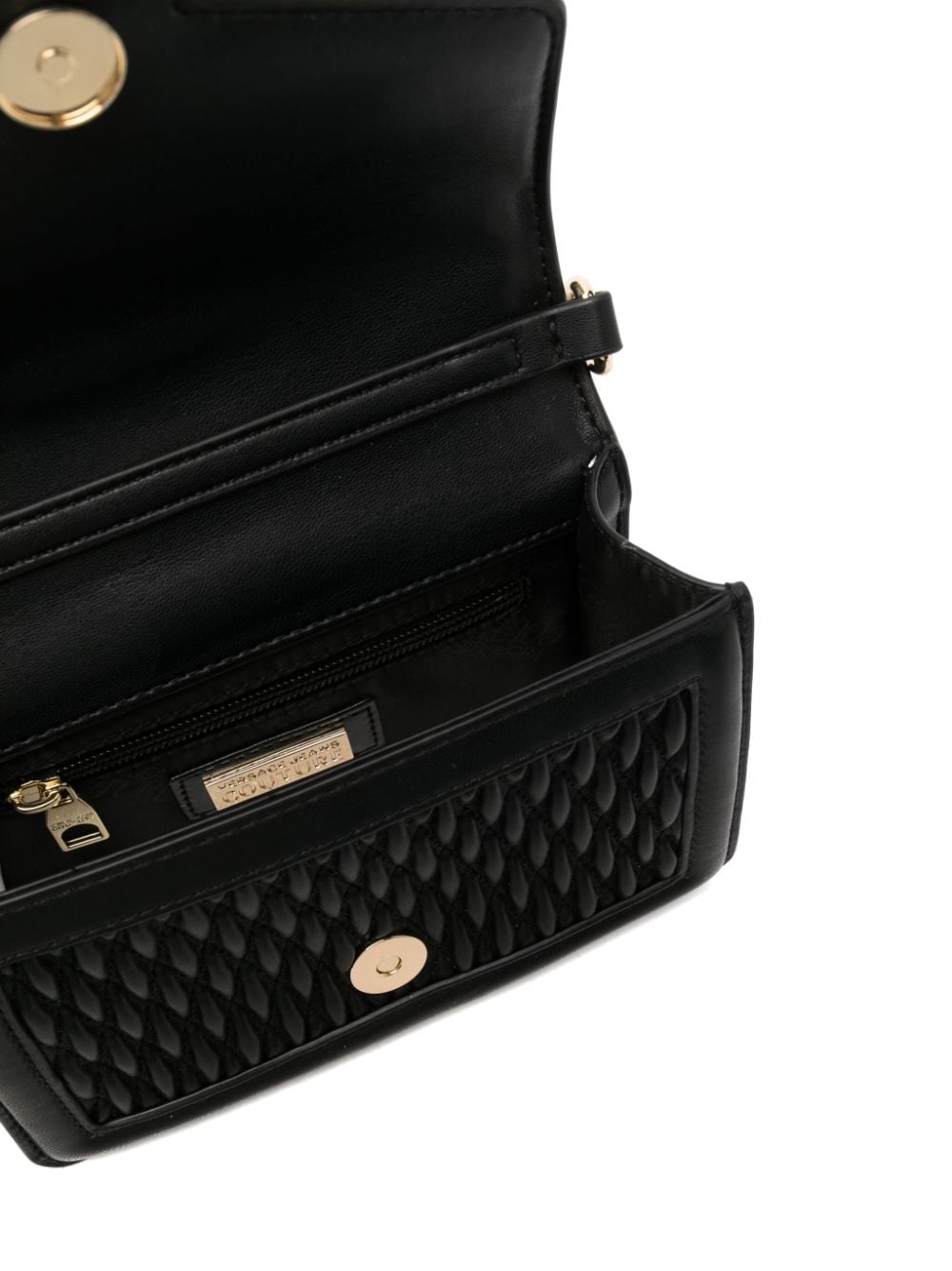 Shop Versace Jeans Couture Baroque-buckle Shoulder Bag In Black