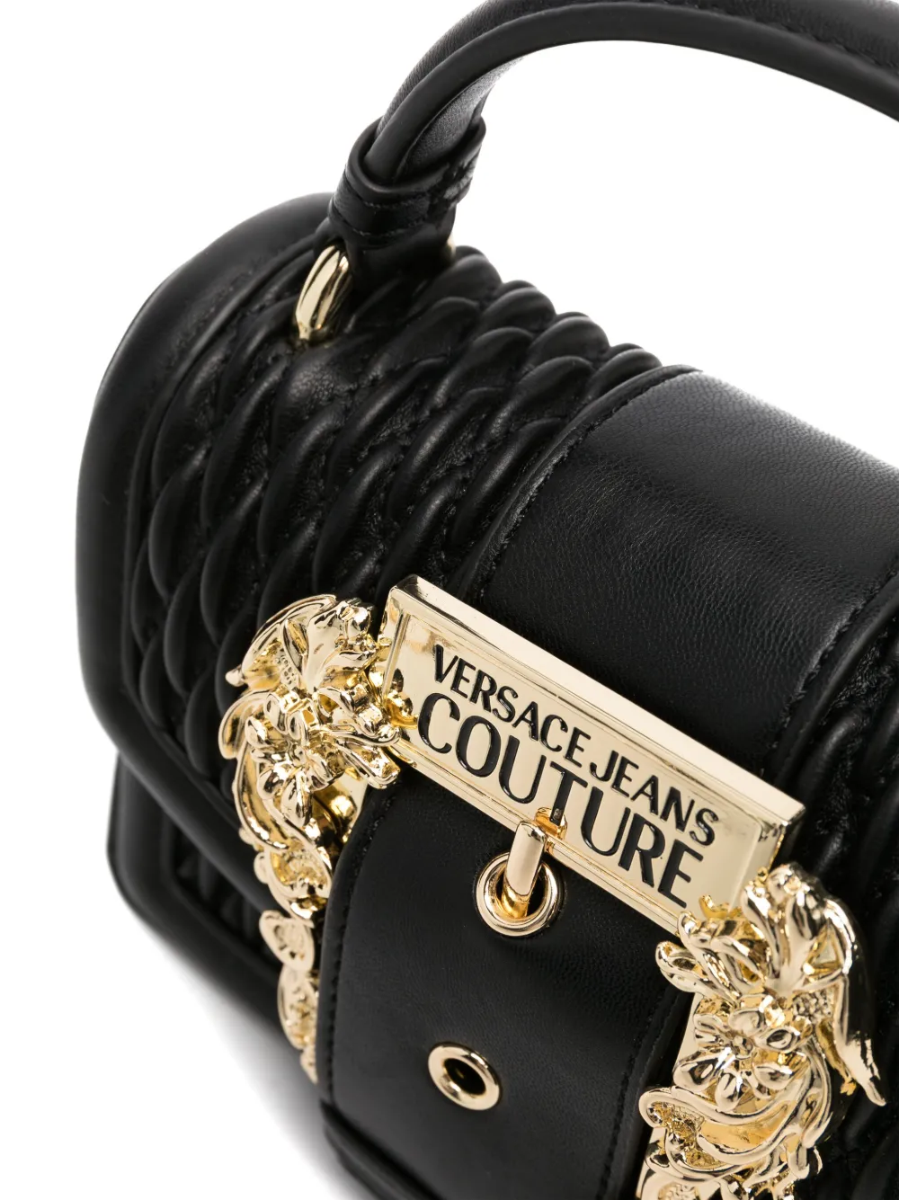 Shop Versace Jeans Couture Baroque-buckle Shoulder Bag In Black