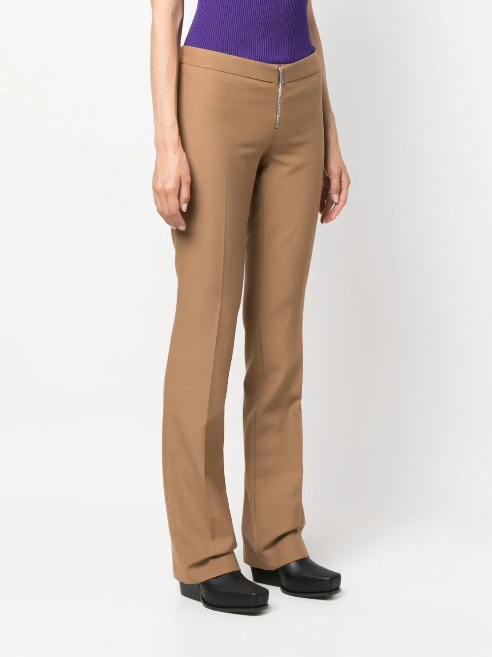 Shop Stella Mccartney Zip-up Slim-fit Trousers In Brown