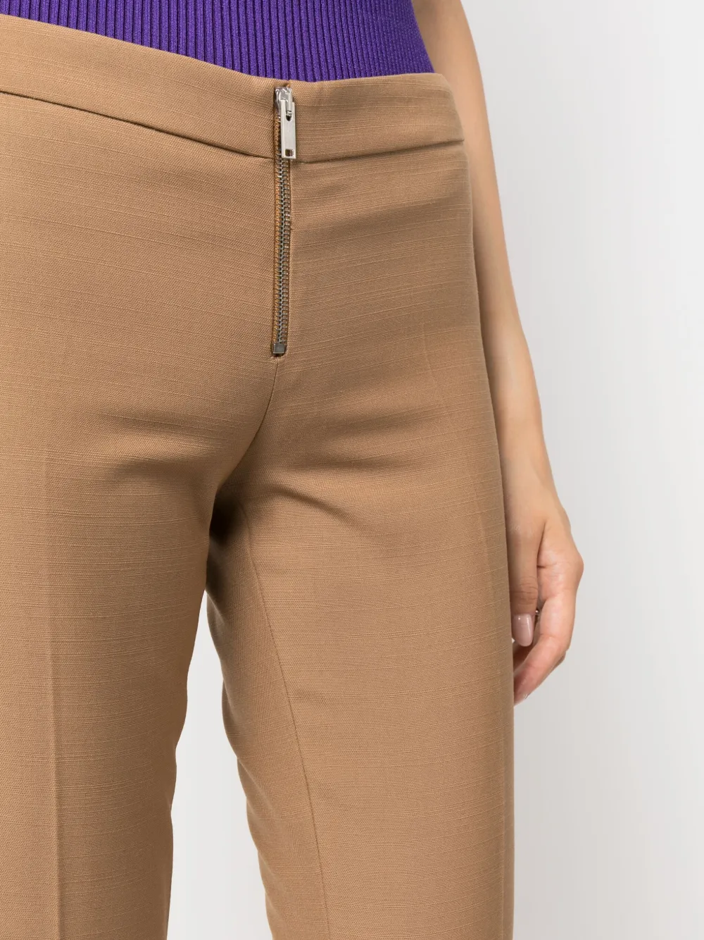 Shop Stella Mccartney Zip-up Slim-fit Trousers In Brown