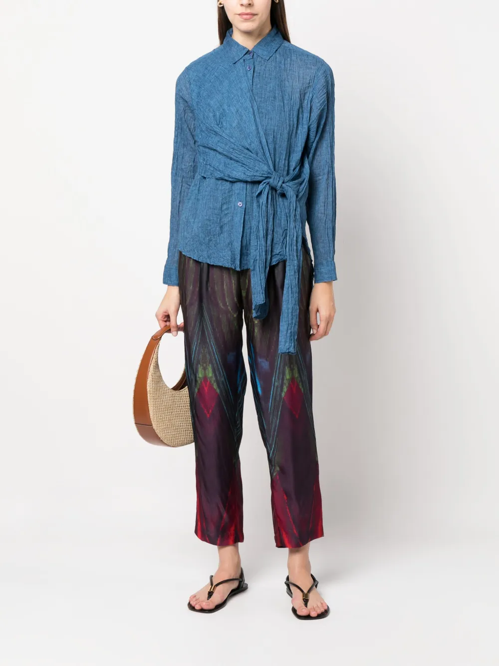 Mes Demoiselles cotton wrap blouse - Blauw