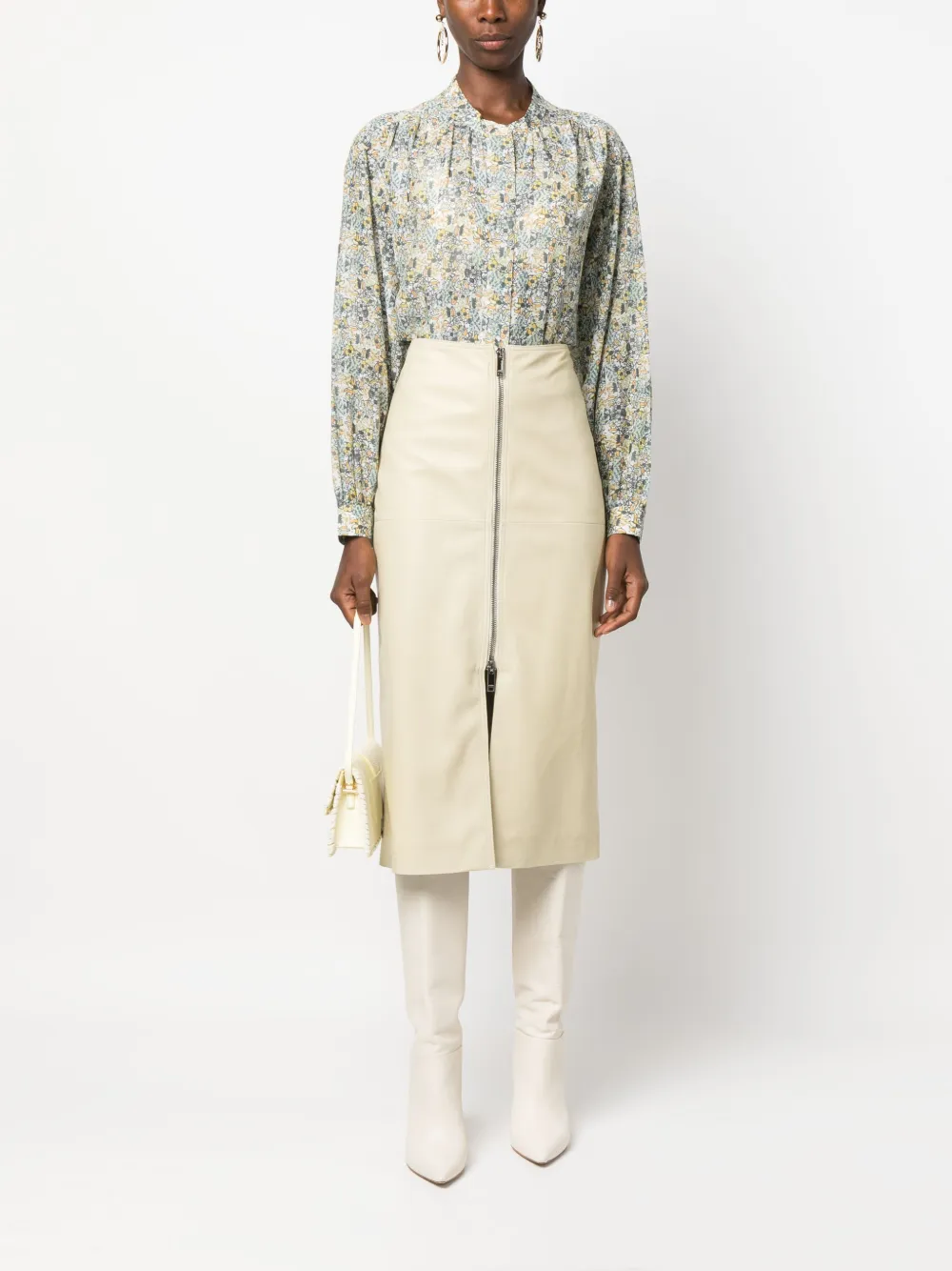 ISABEL MARANT high-waist leather skirt - Beige