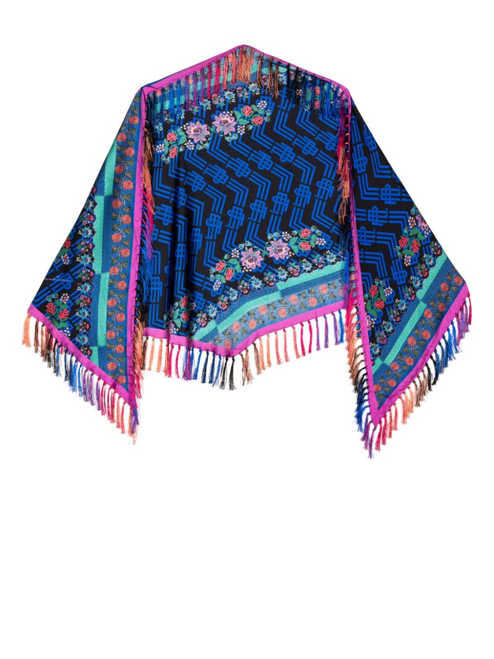 Pierre-louis Mascia Mix-print Silk Scarf In Blue