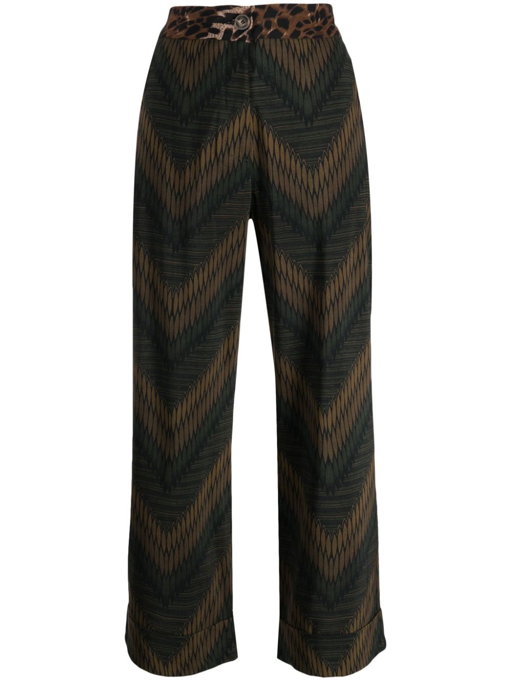 Pierre-louis Mascia High-waist Graphic-print Trousers In Green